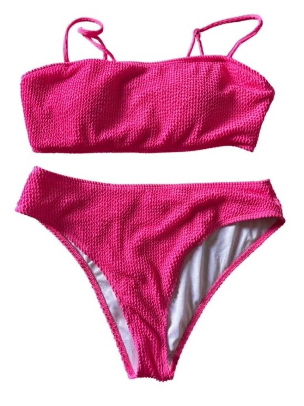 Hot Pink 2 Piece Beach Cruise Swimsuit Bikini Padded Bra High Cut Thigh Size La